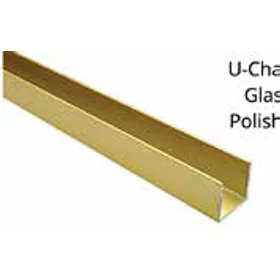 U-Channel 12mm (For 8mm Glass) Aluminium Bright Polished Gold Anodized 3M